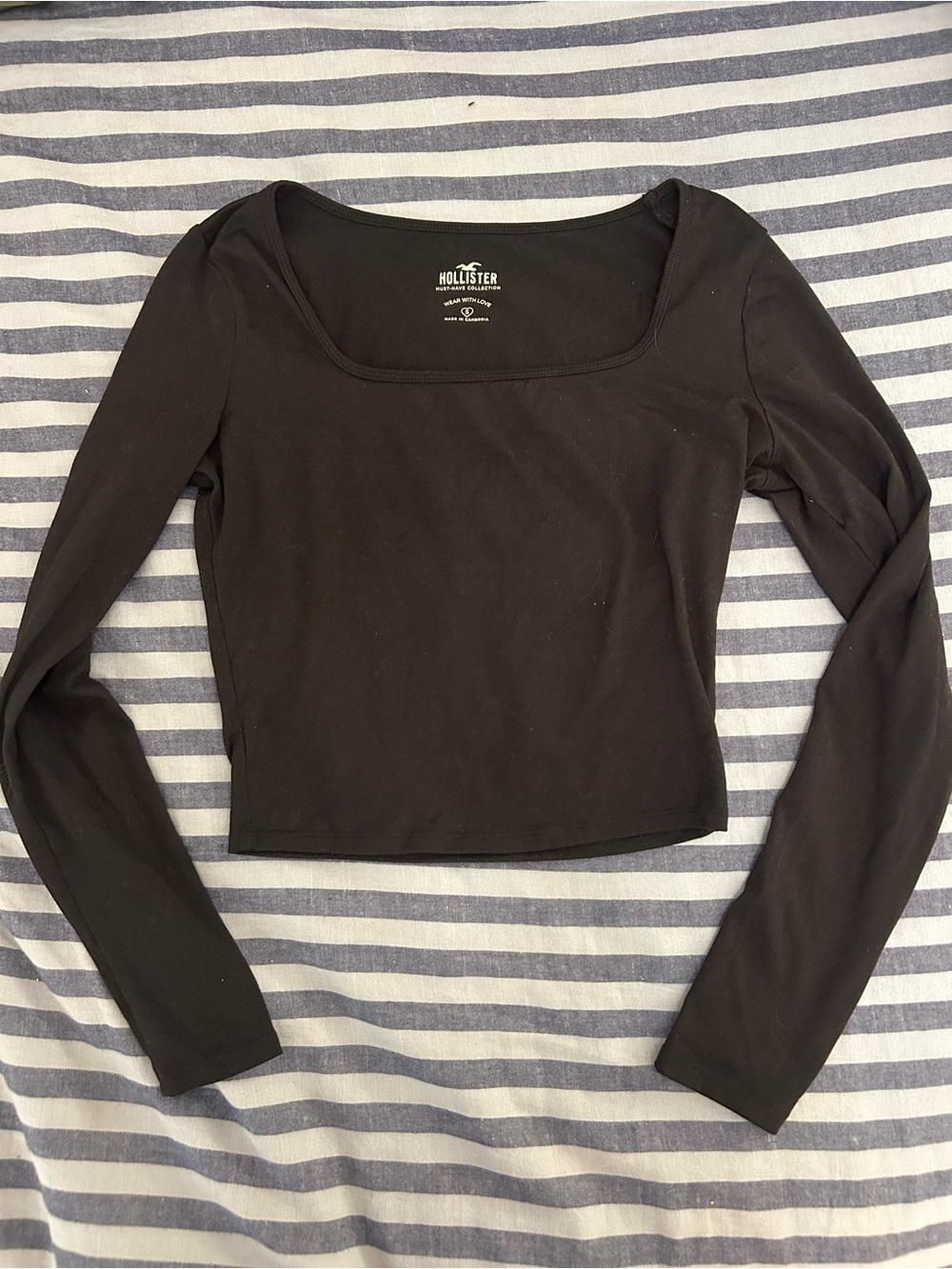 Hollister Black Square Neck Long-Sleeve Crop Top
